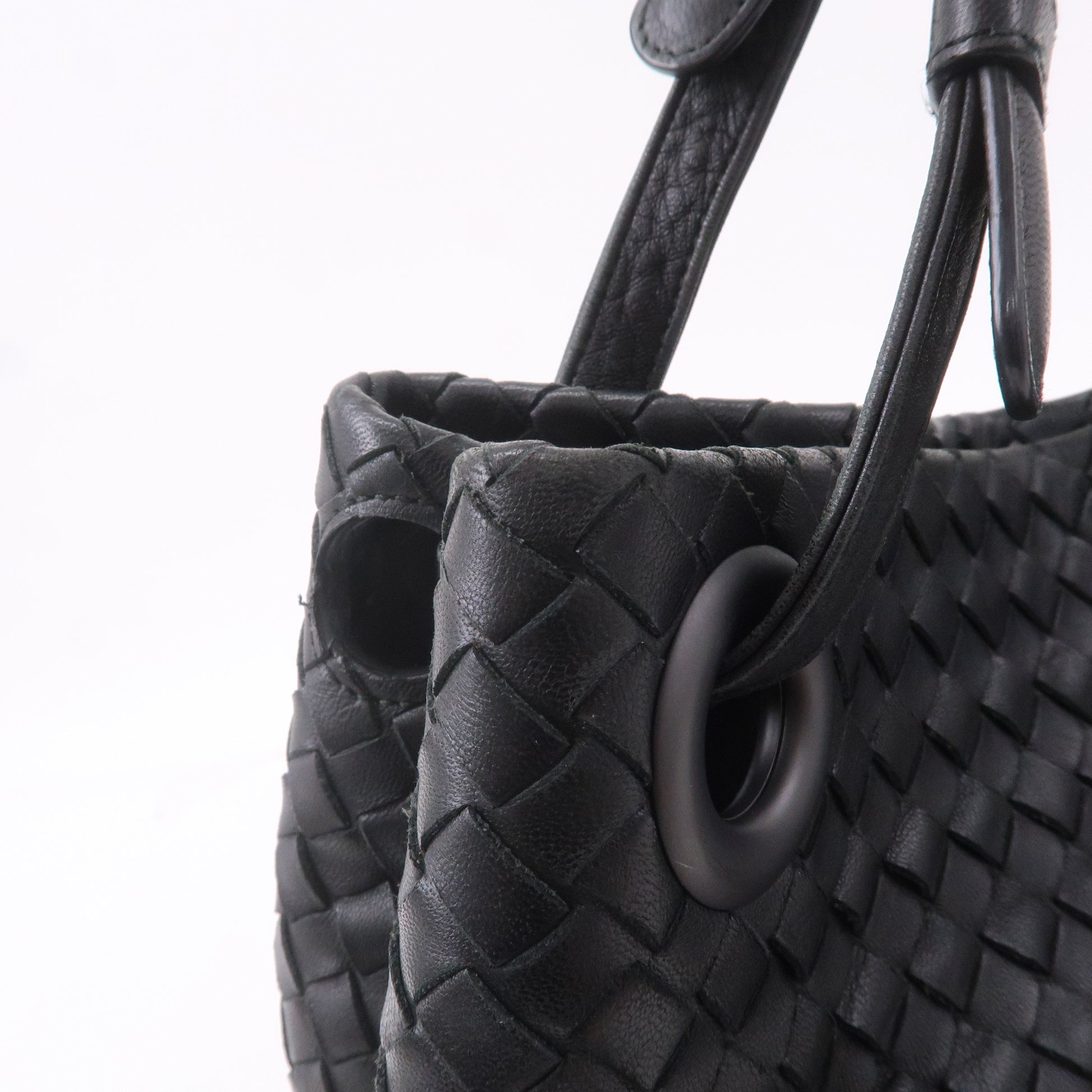 Bottega Veneta Handbag Intrecciato Leather Black Pochette 2way Tote  w/storagebag