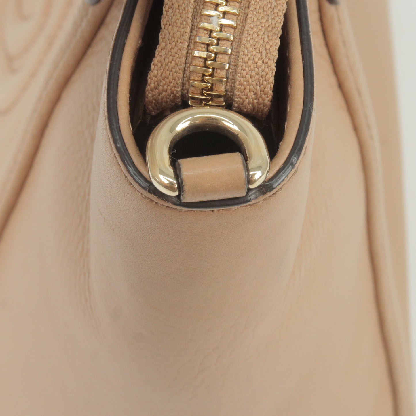 GUCCI SOHO Interlocking GG Leather Shoulder Bag Beige 369176