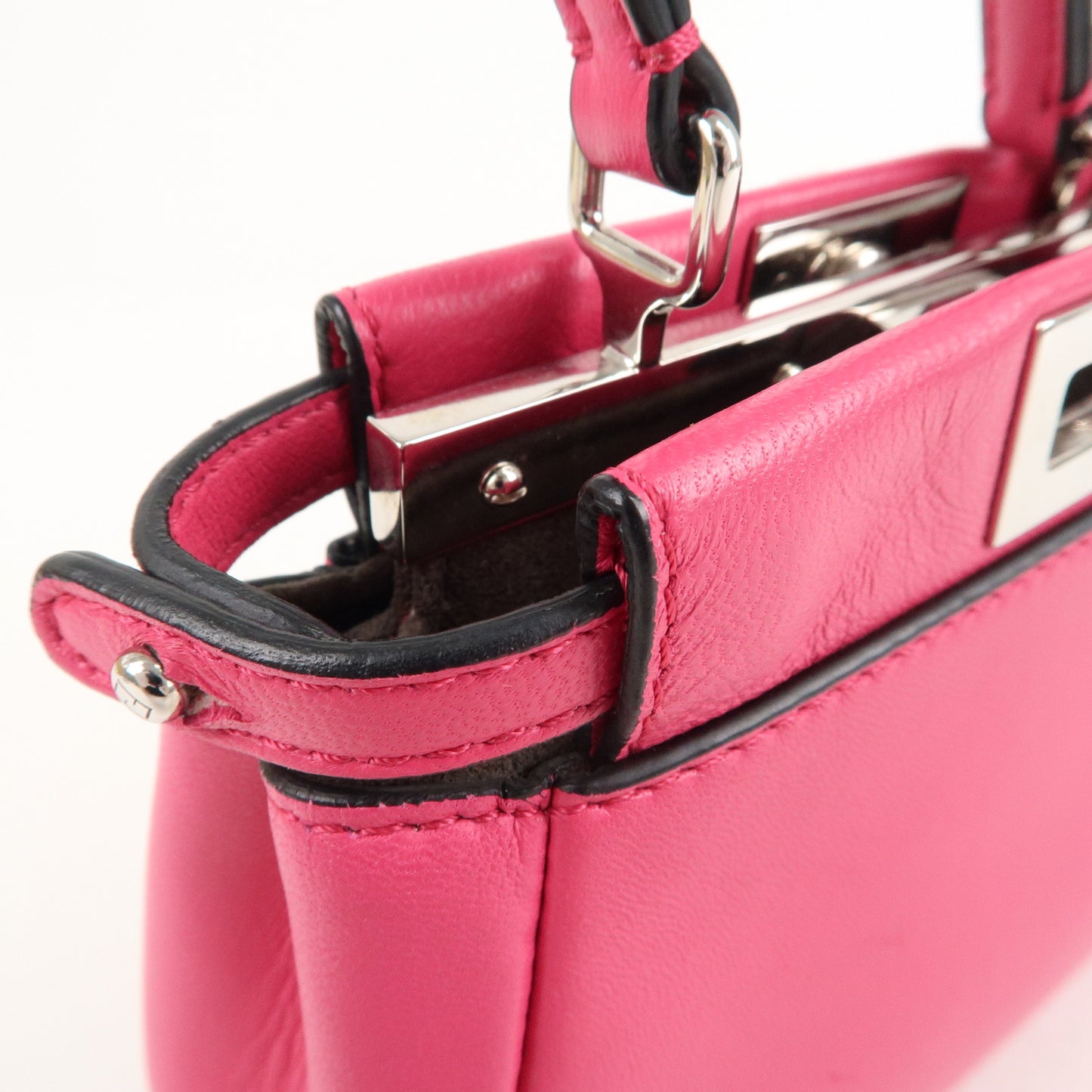 FENDI Leather Micro Peekaboo 2Way Bag Hand Bag Pink 8M0355