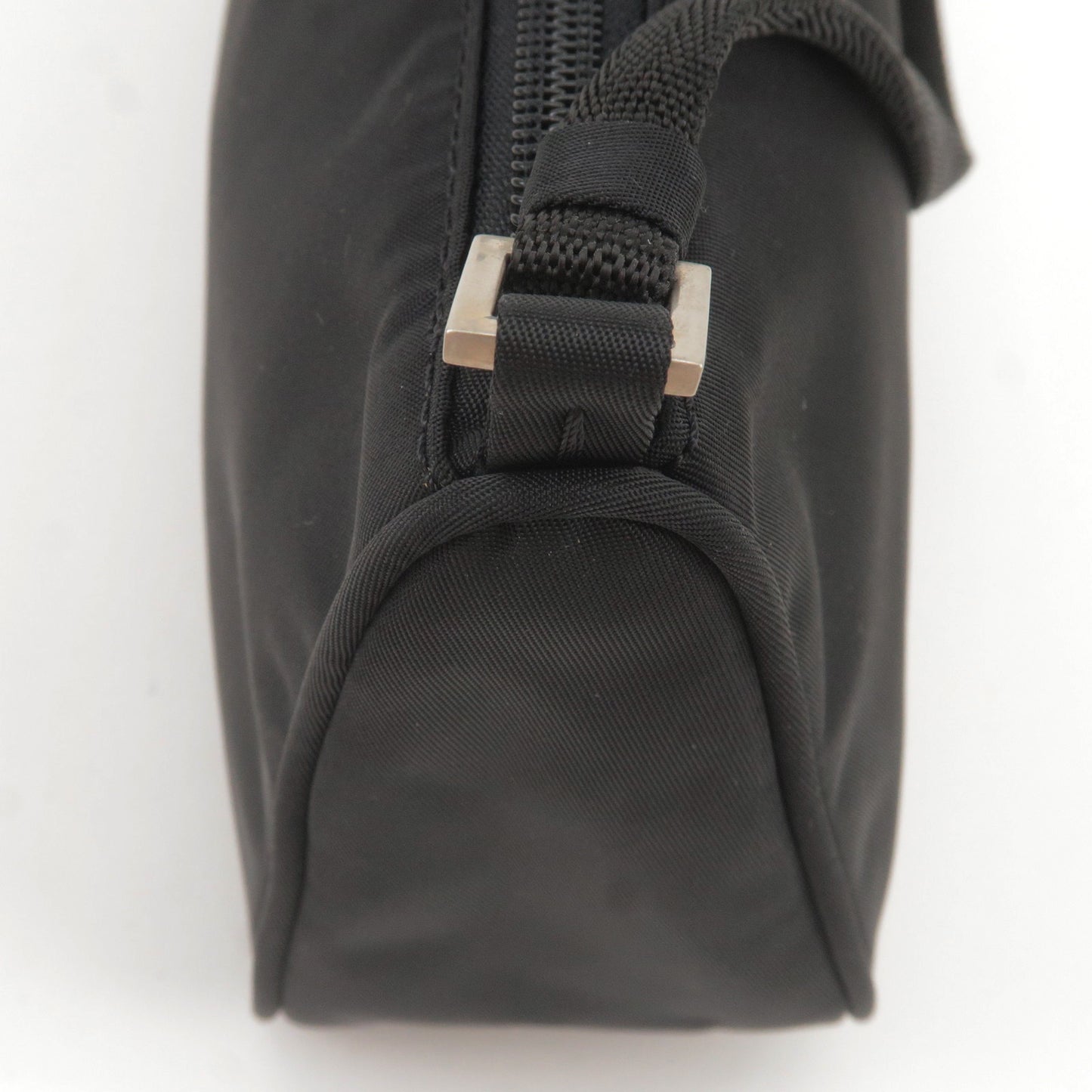 PRADA Logo Nylon Pouch Hand Bag NERO Black MV633