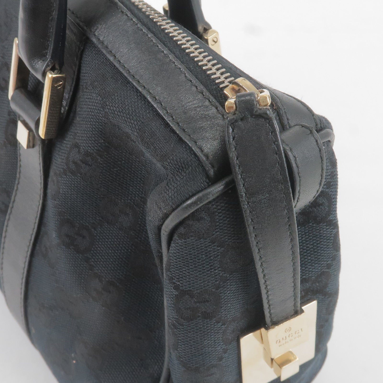 GUCCI-GG-Canvas-Leather-Boston-Bag-Hand-Bag-Black-000.0851 – dct
