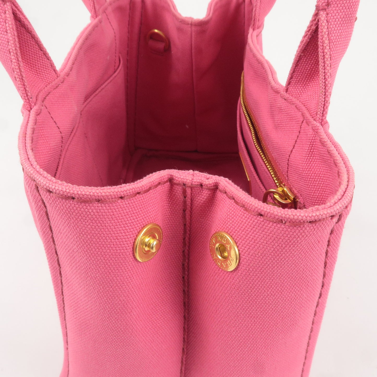 PRADA Logo Canapa Mini Canvas 2Way Tote Bag Pink 1BG439