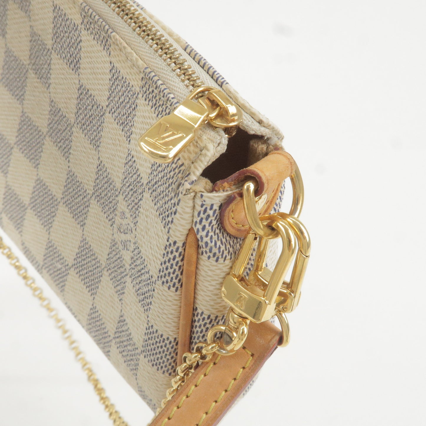 Louis Vuitton Eva 2way Chain Handbag Pouch Damier Azur N55214 SN2193 78790