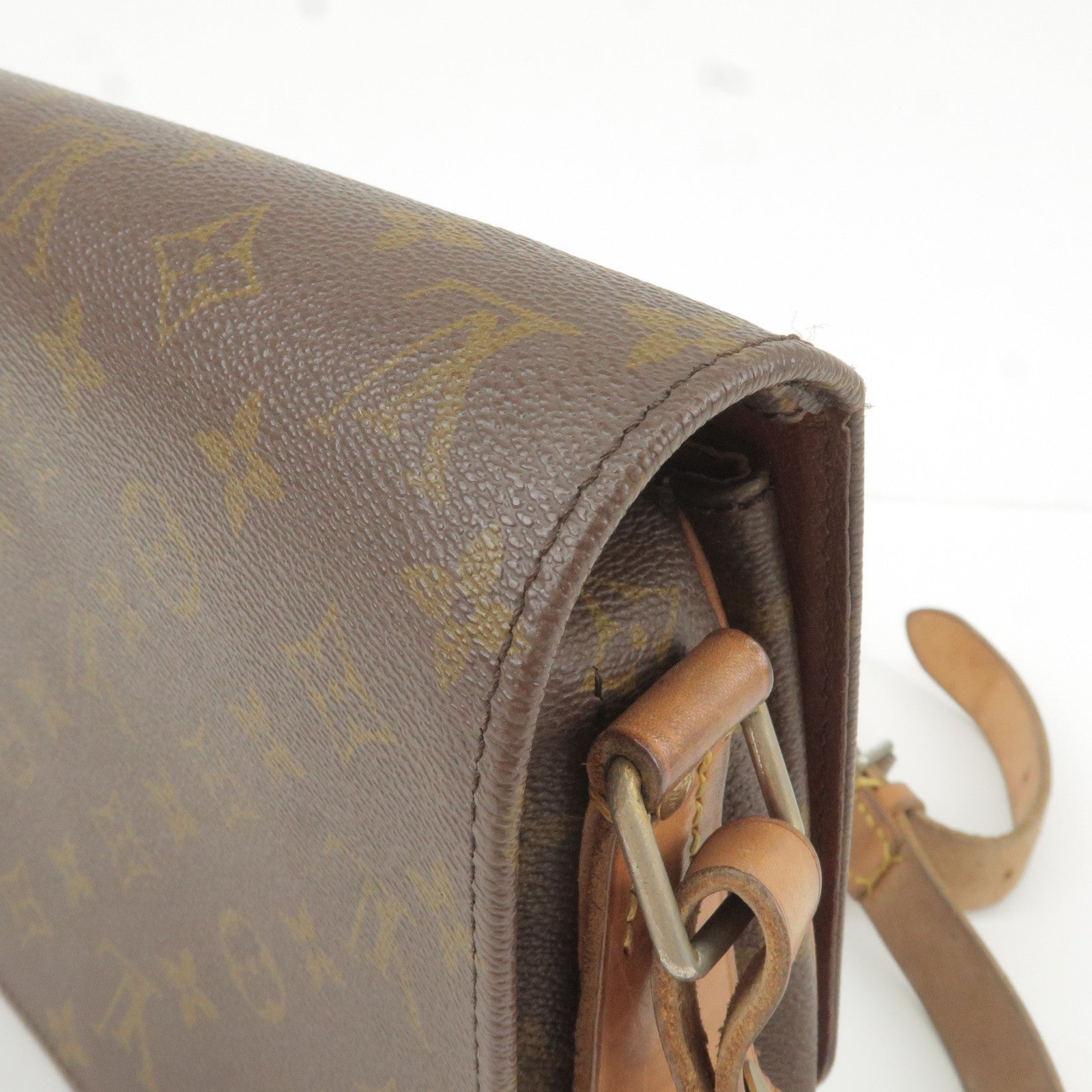 Louis Vuitton Vintage Brown Monogram Cartouchiere MM Canvas Messenger Bag, Best Price and Reviews