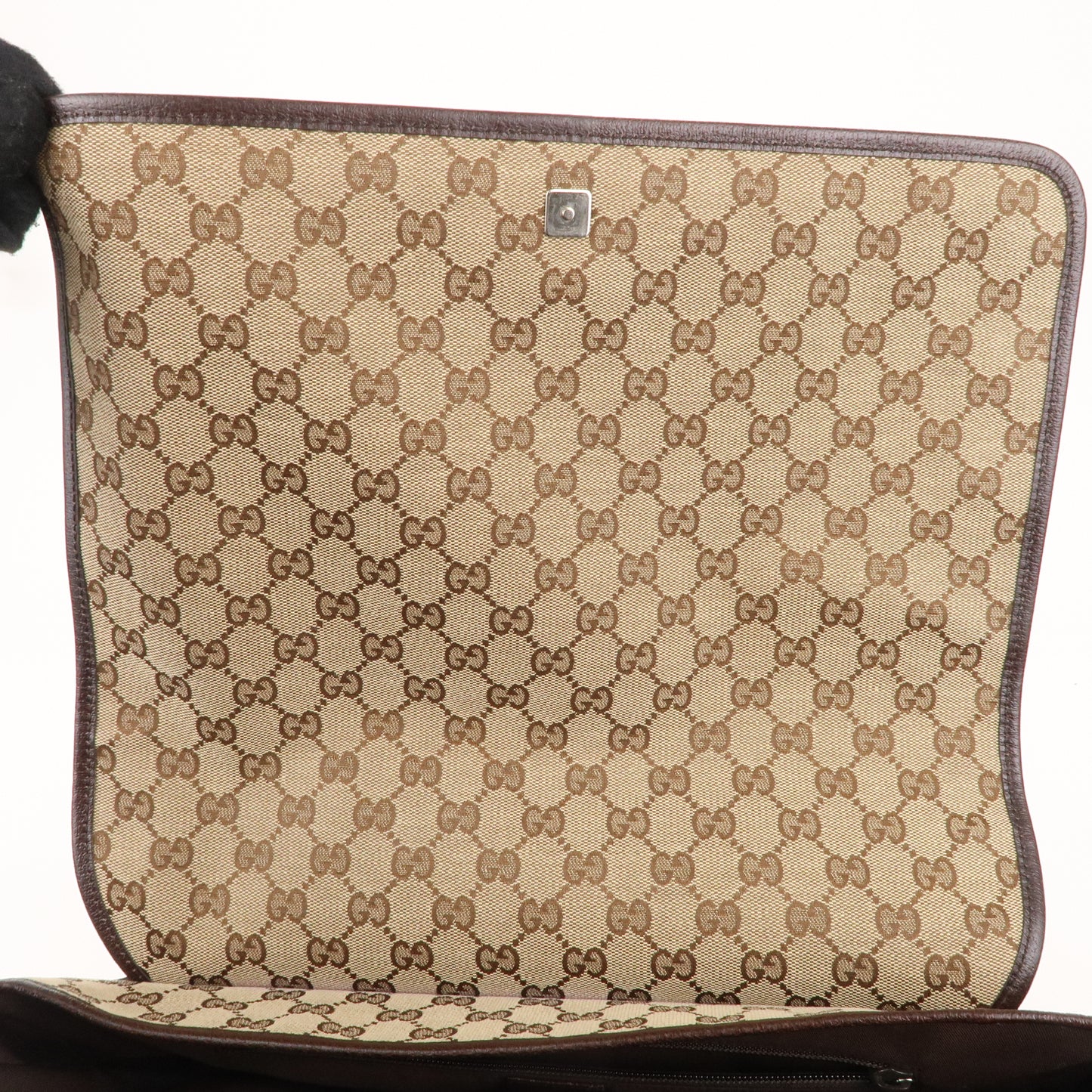 GUCCI Sherry GG Canvas Leather Messenger Bag Beige Brown 233052