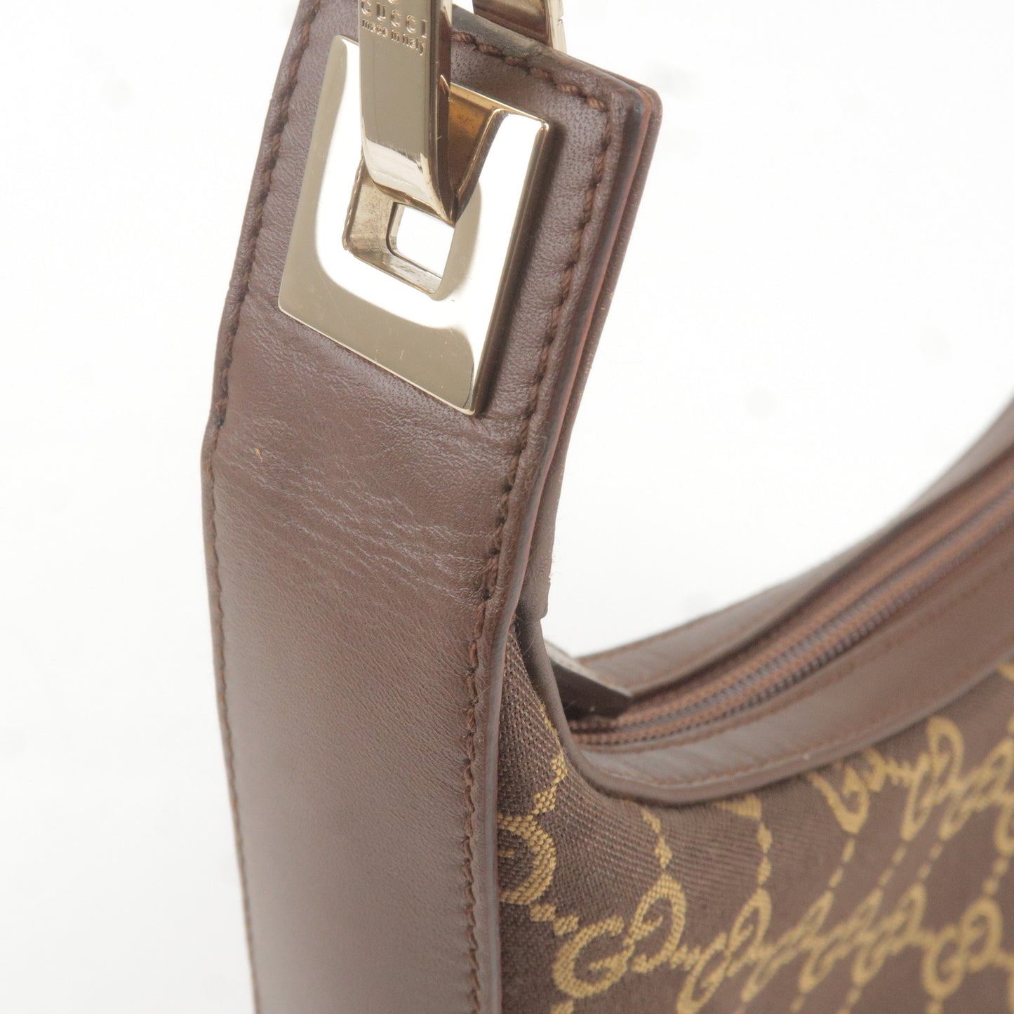 GUCCI GG Canvas Leather Shoulder Bag Brown Beige 001.4204