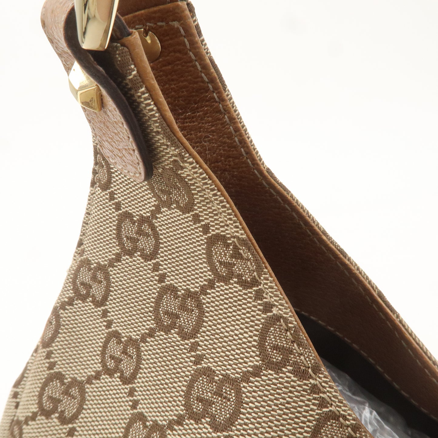 GUCCI New Jackie GG Canvas Leather Shoulder Bag Brown 124407