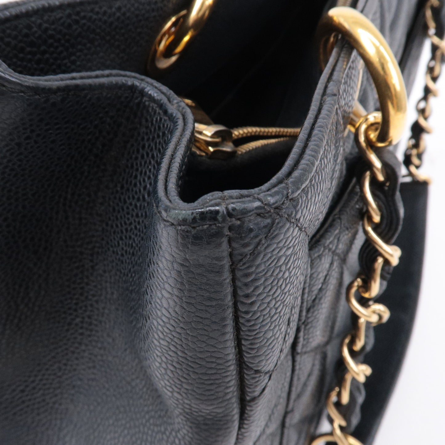 CHANEL Matelasse Caviar Skin GST Chain Tote Bag Black A50995