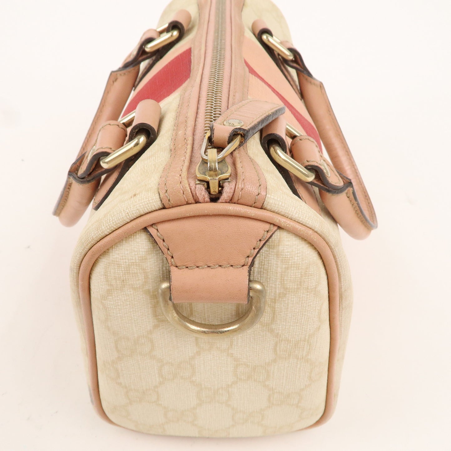 GUCCI Joyline GG Plus Leather Mini Boston Bag Beige Pink 190257