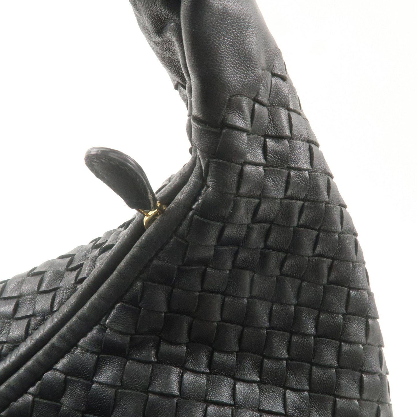 BOTTEGA VENETA Hobo Intrecciato Leather Shoulder Bag Black 181140