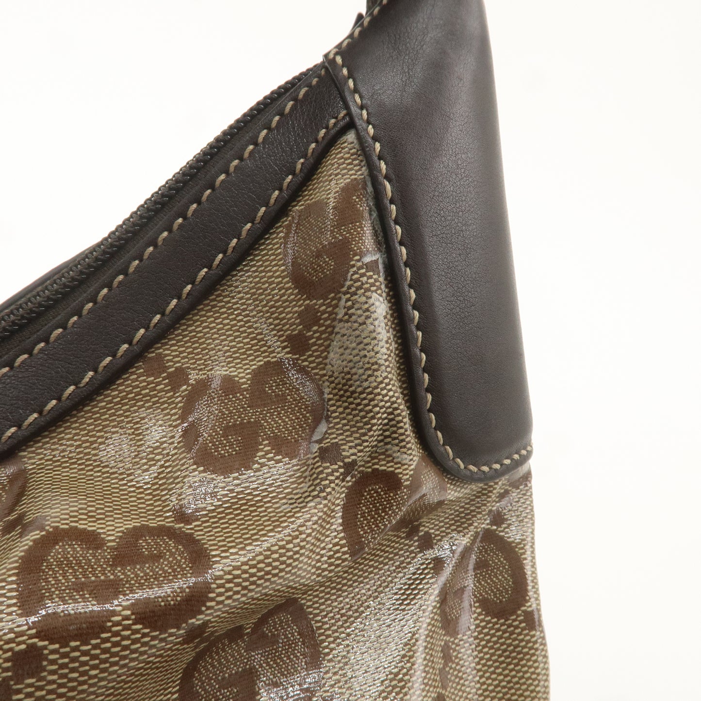GUCCI GG Crystal Leather Shoulder Bag Beige * Outlet * 257297