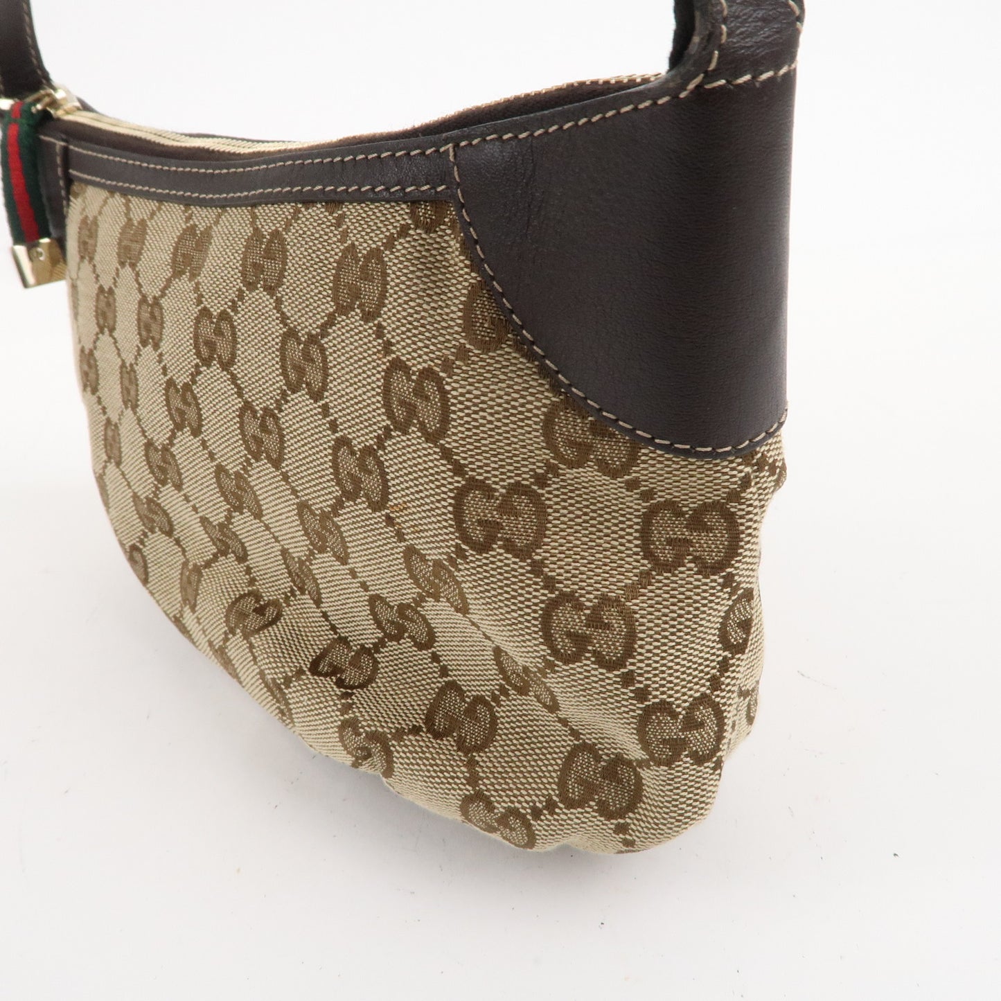 GUCCI Sherry GG Canvas Leather Shoulder Bag Beige Brown 224093