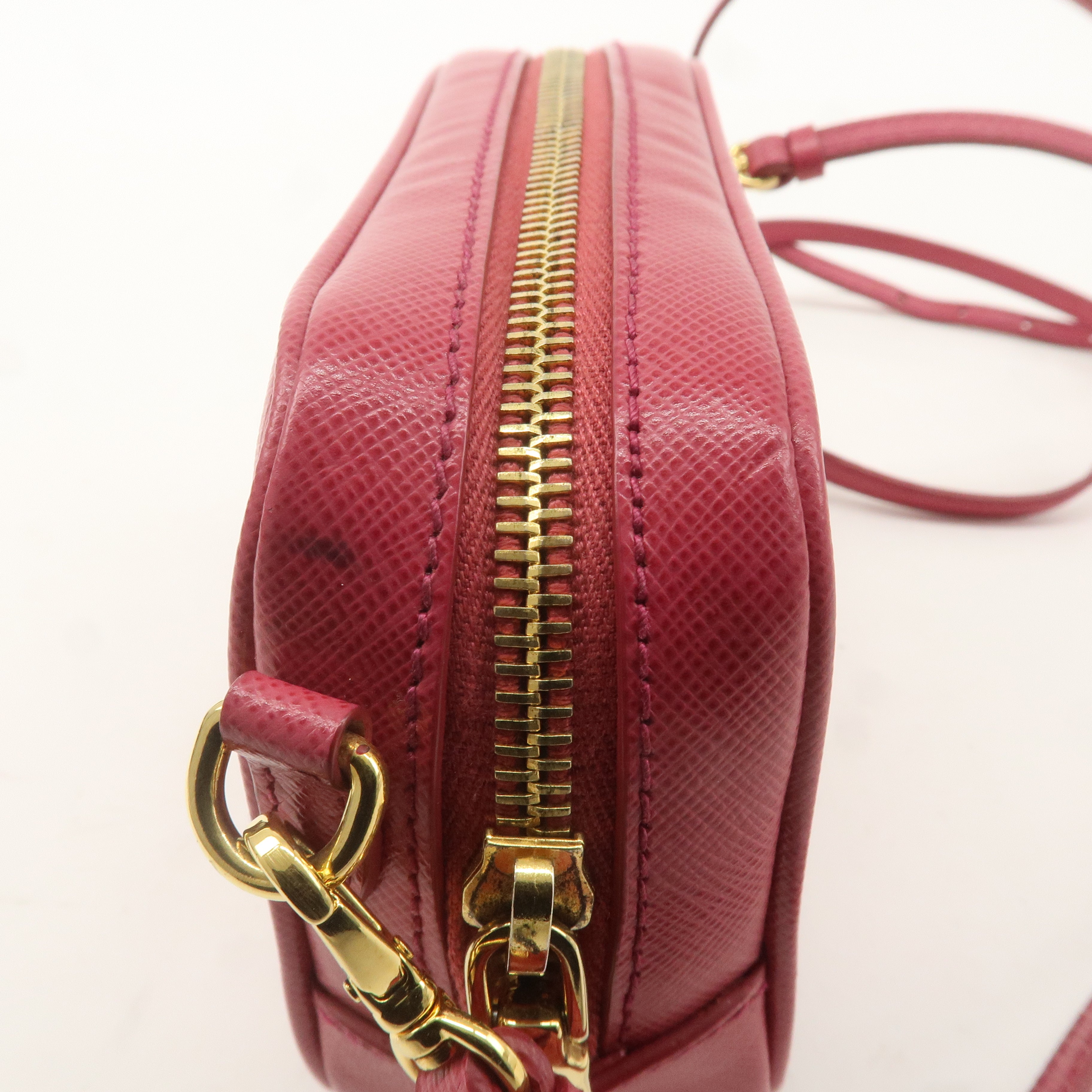 PRADA Logo Leather Crossbody Shoulder Bag Pink 1N1674