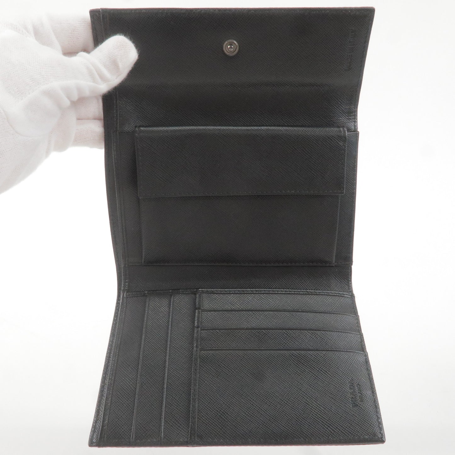 PRADA Nylon Tri Fold Wallet NERO Black