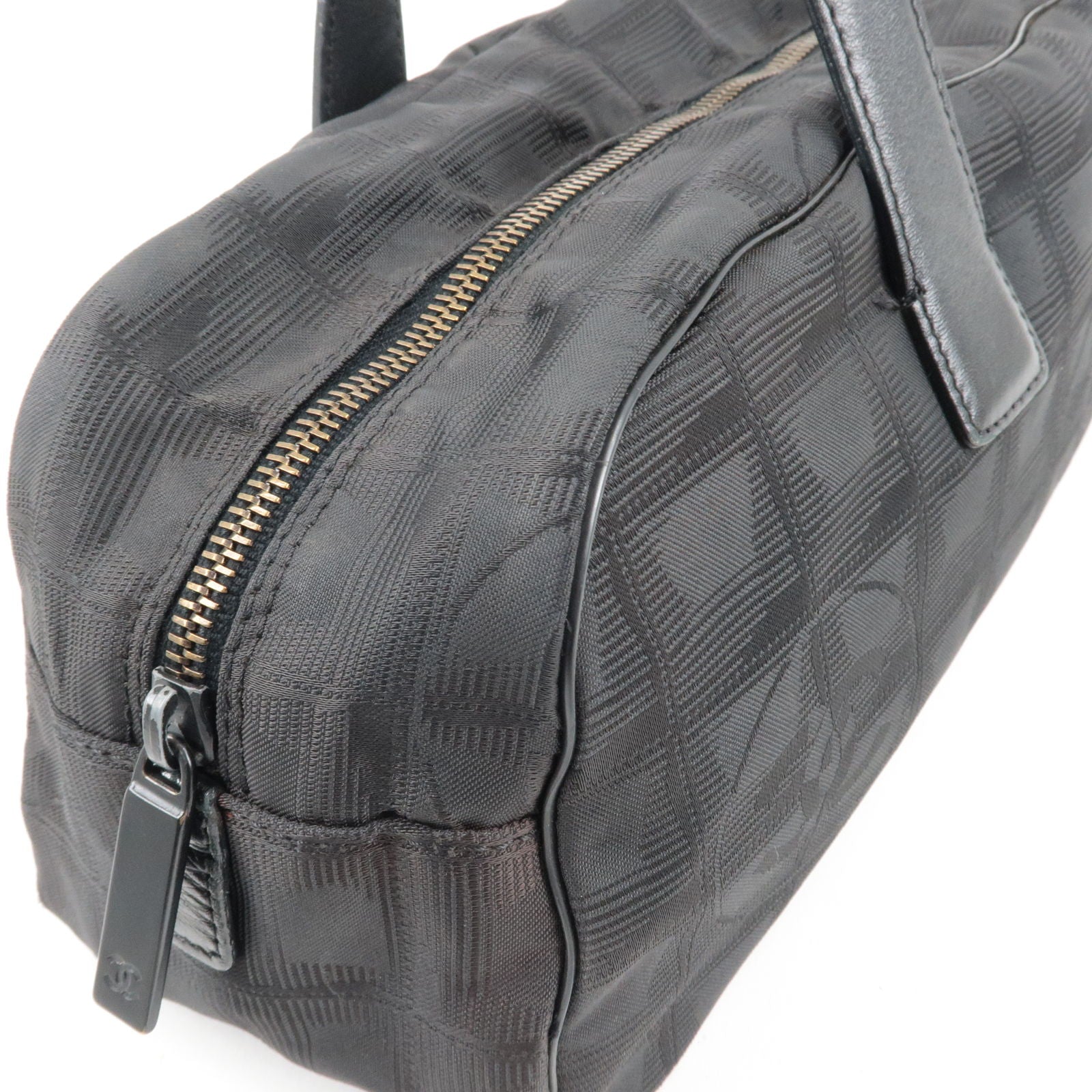 Chanel Black/White Quilted Nylon Travel Line Multiple Zip Bowler Bag Chanel