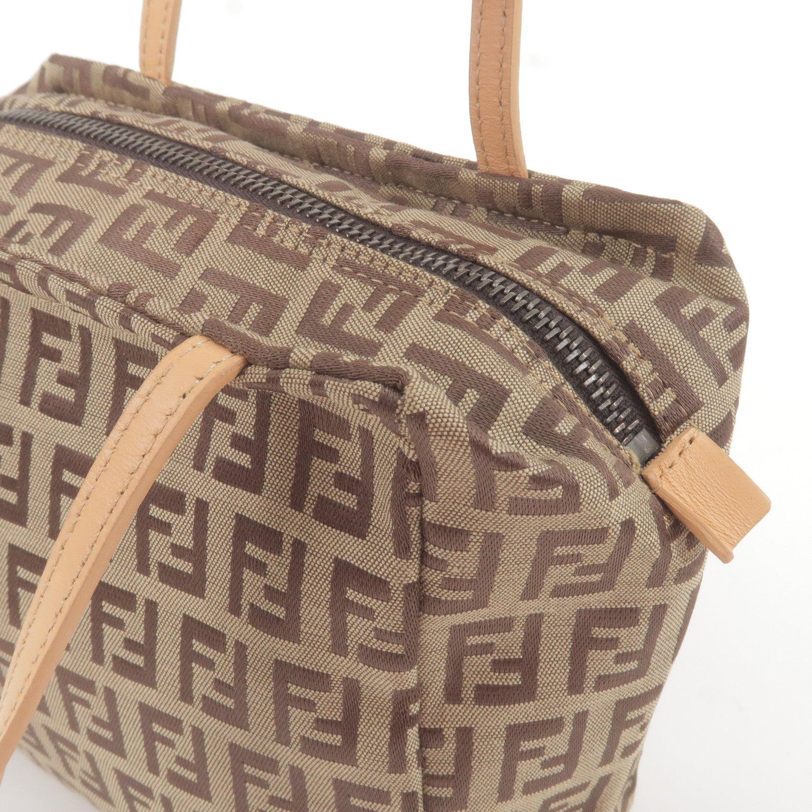 Authentic FENDI Zucchino Shoulder Crossbody Bag Purse Canvas Leather Brown  3605G