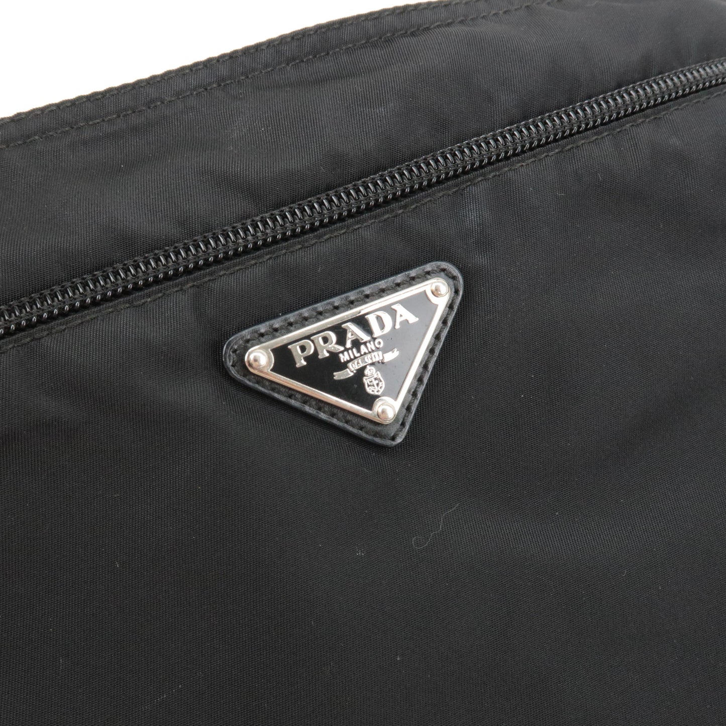 PRADA Logo Nylon Leather Shoulder Bag Crossbody Bag Black BT175Z
