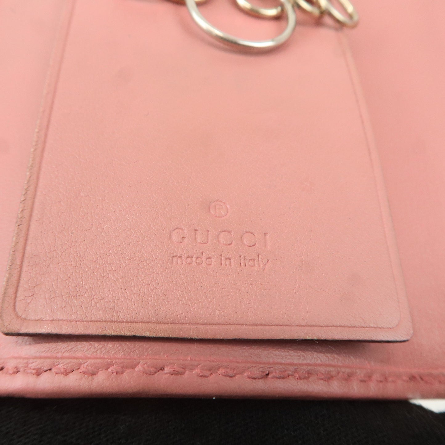 Gucci Set of 2 GG Canvas Leather Key Case 6 Rings Beige Pink