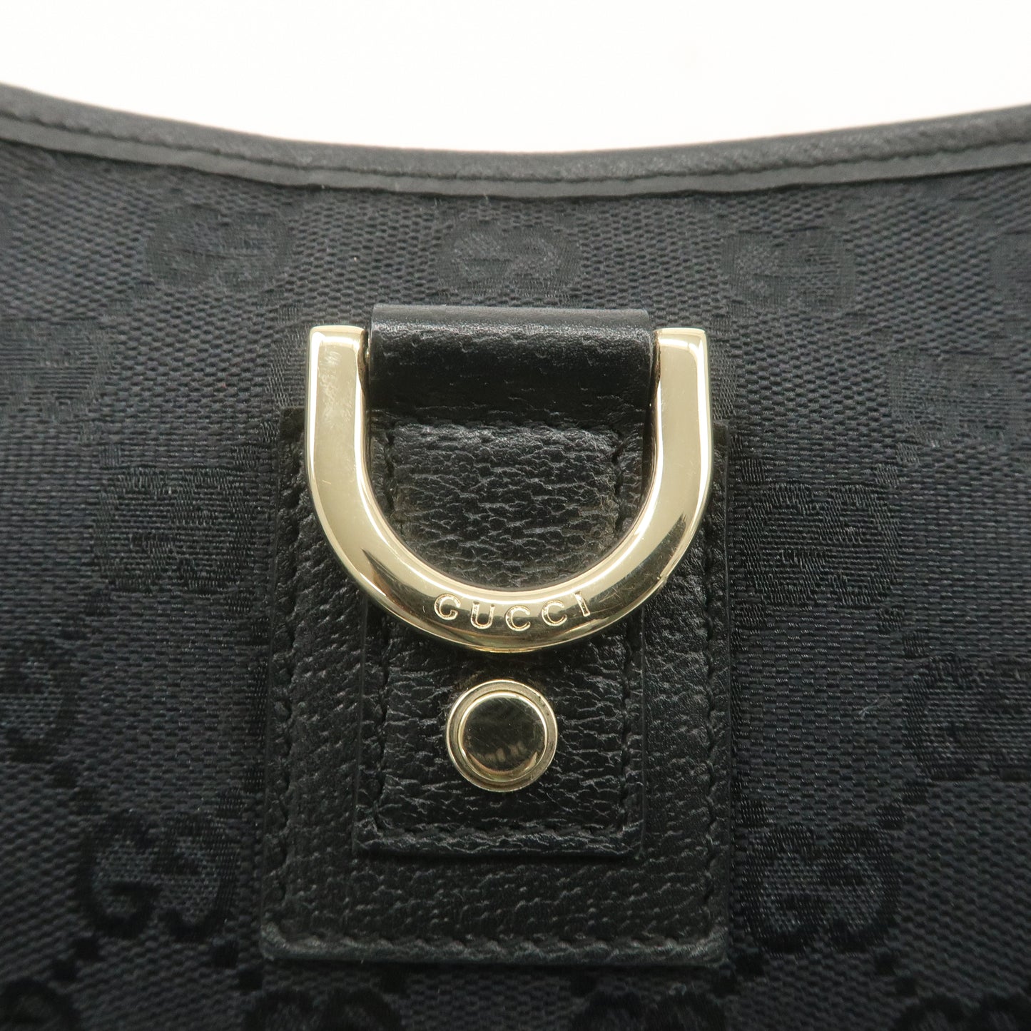 GUCCI Abbey GG Canvas Leather Pouch Shoulder Bag Black 130939