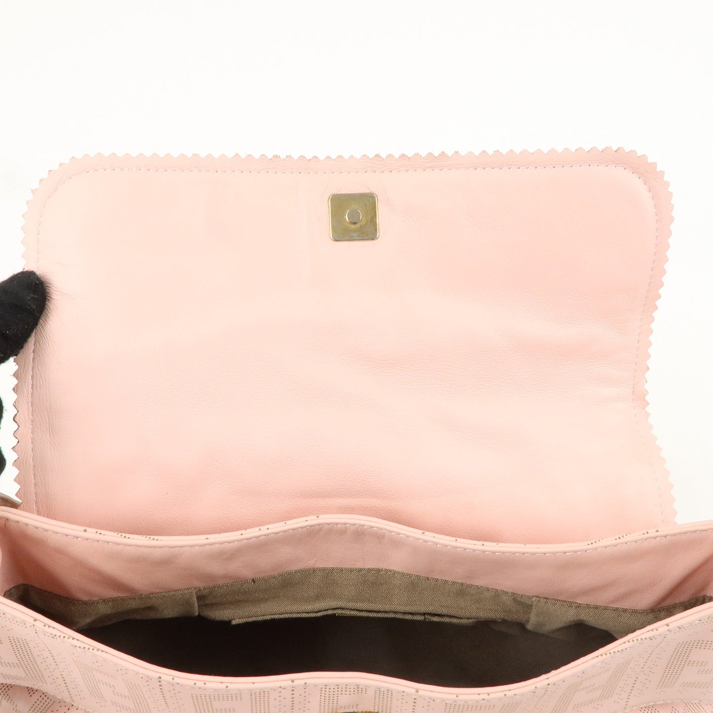FENDI Zucca Leather Punching Shoulder Bag Pink 8BR445