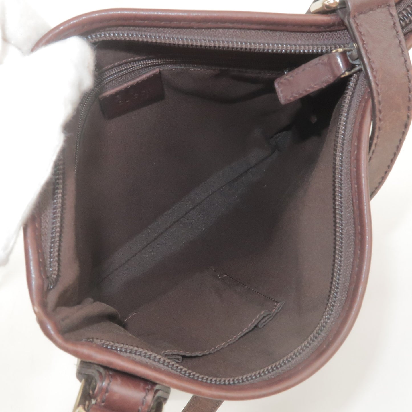 GUCCI GG Nylon Leather Shoulder Bag Purse Brown 257246