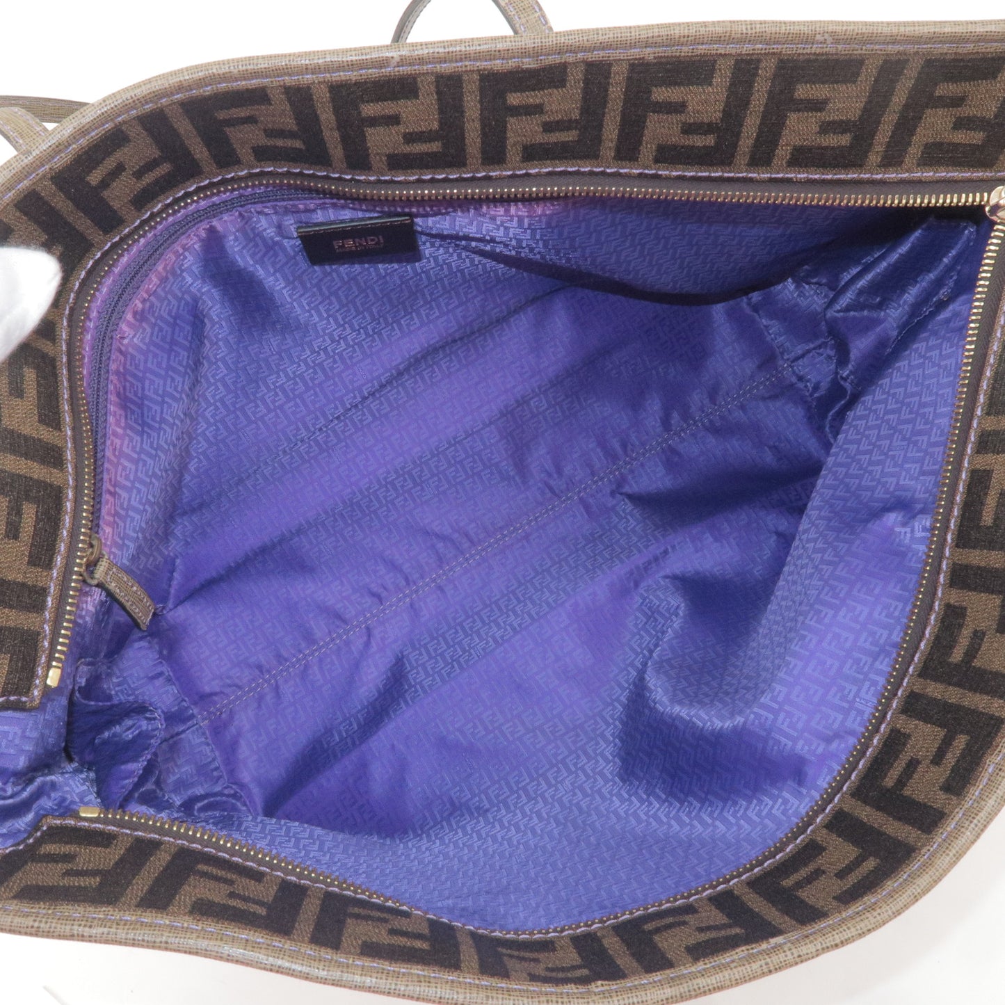 FENDI Zucca Print Logo PVC Tote Bag Khaki Black Purple 8BH185