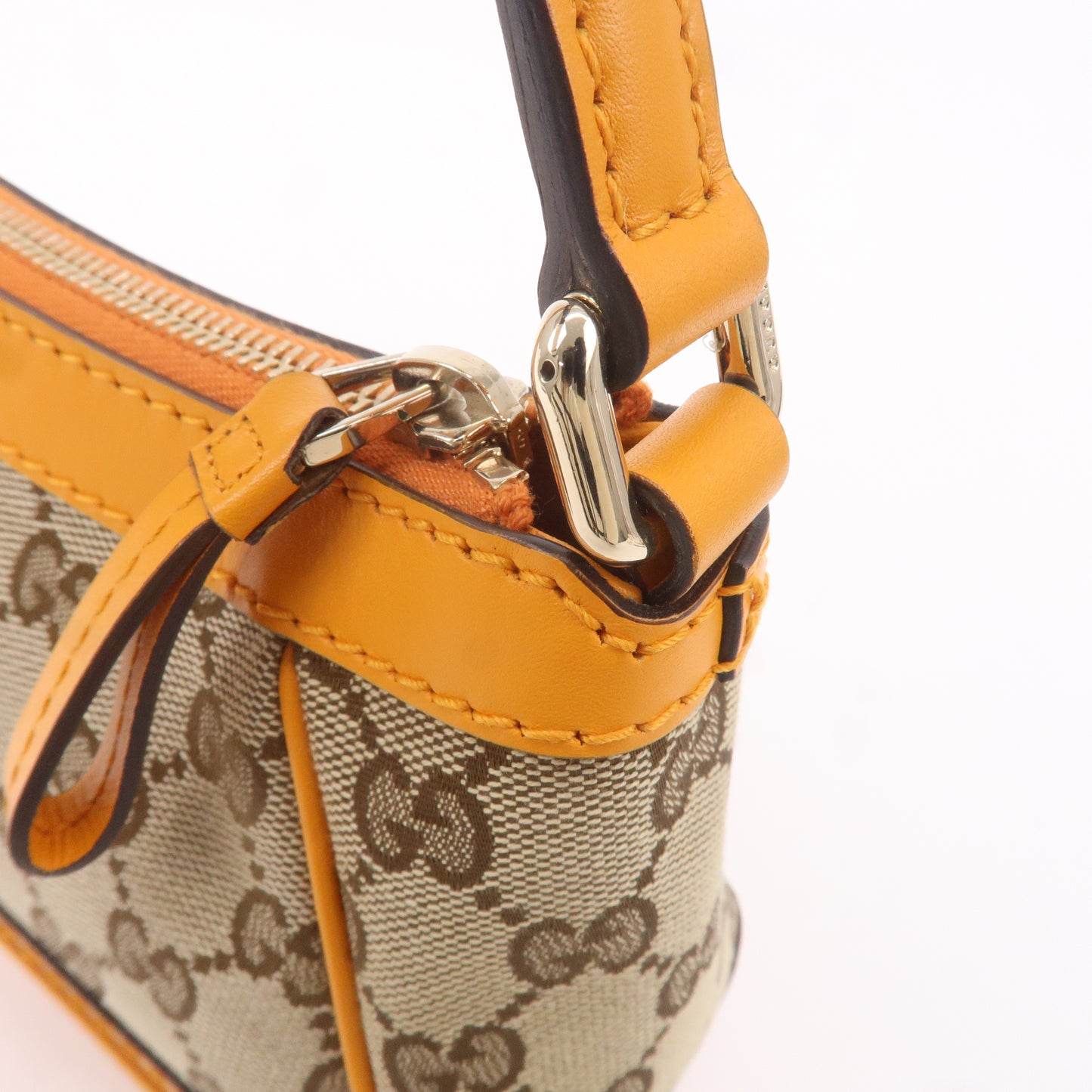 GUCCI Mayfair GG Canvas Leather Shoulder Bag Beige Orange 269893