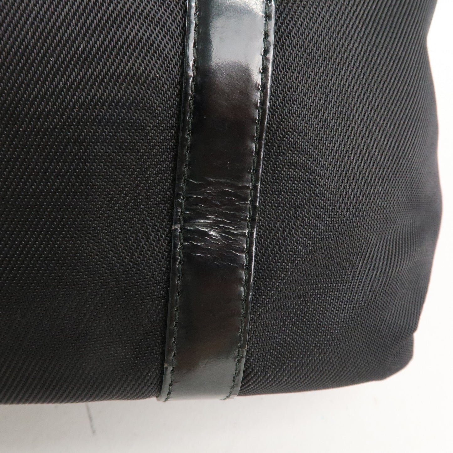 GUCCI Bamboo Nylon Patent Leather Hand Bag Black 000 3754 0508
