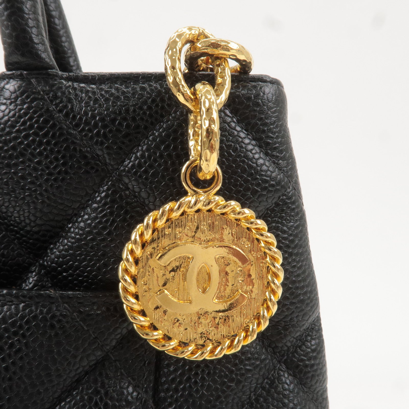 Chanel Black Caviar Medallion Tote - Vintage Lux