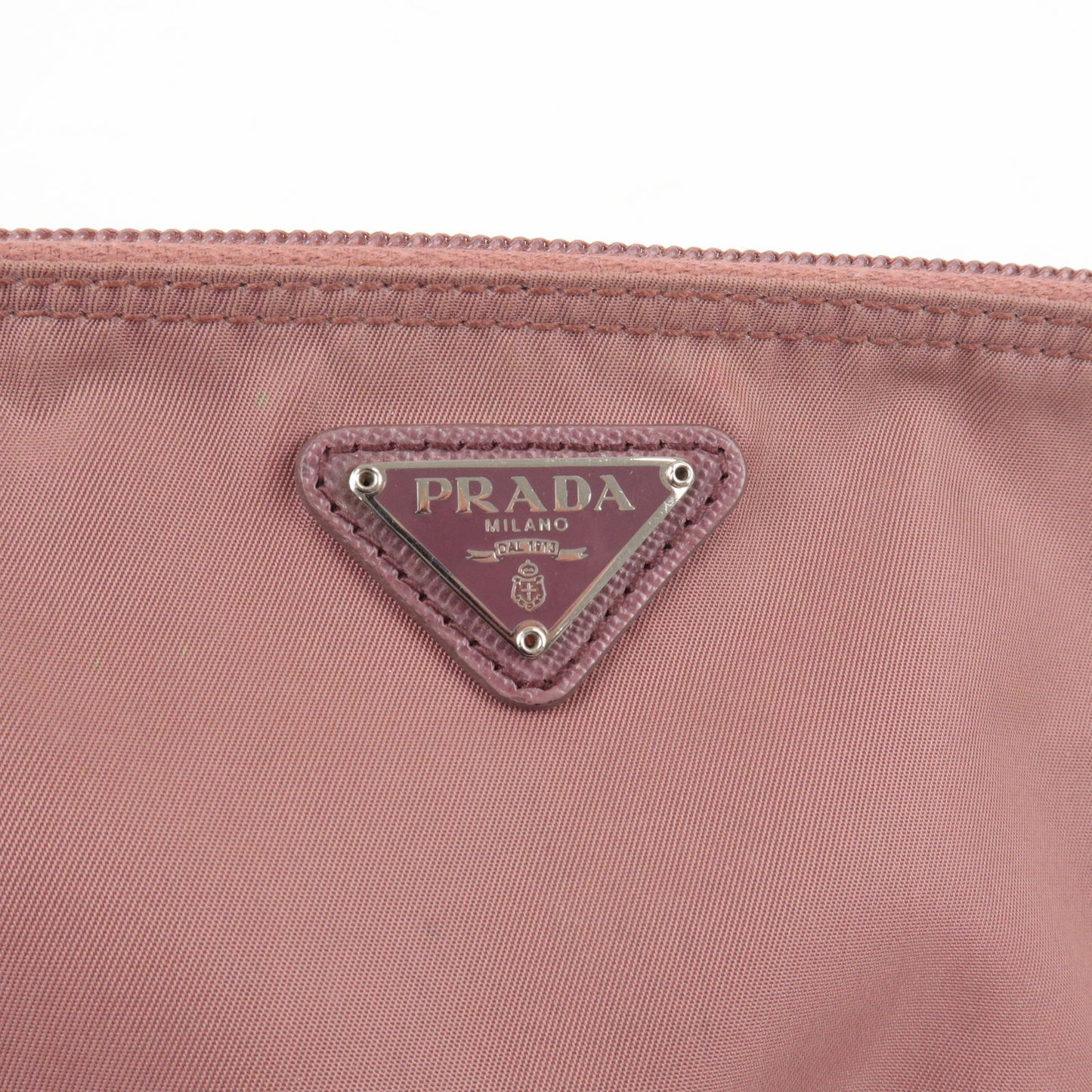 PRADA Set of 2 Logo Nylon Leather Pouch Cosmetic Pouch Pink