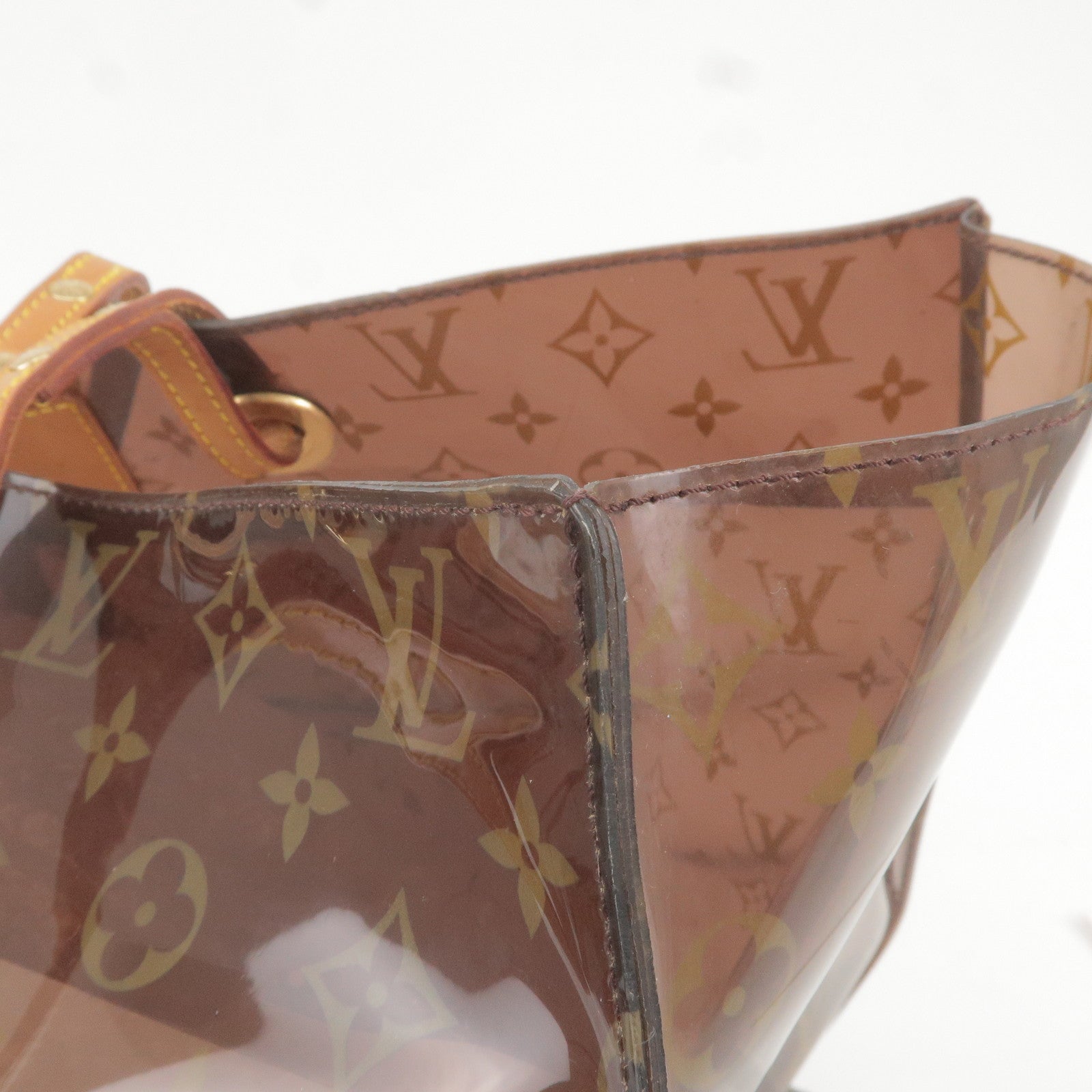 LOUIS VUITTON, a plastic and leather monogrammed bag, Cabas