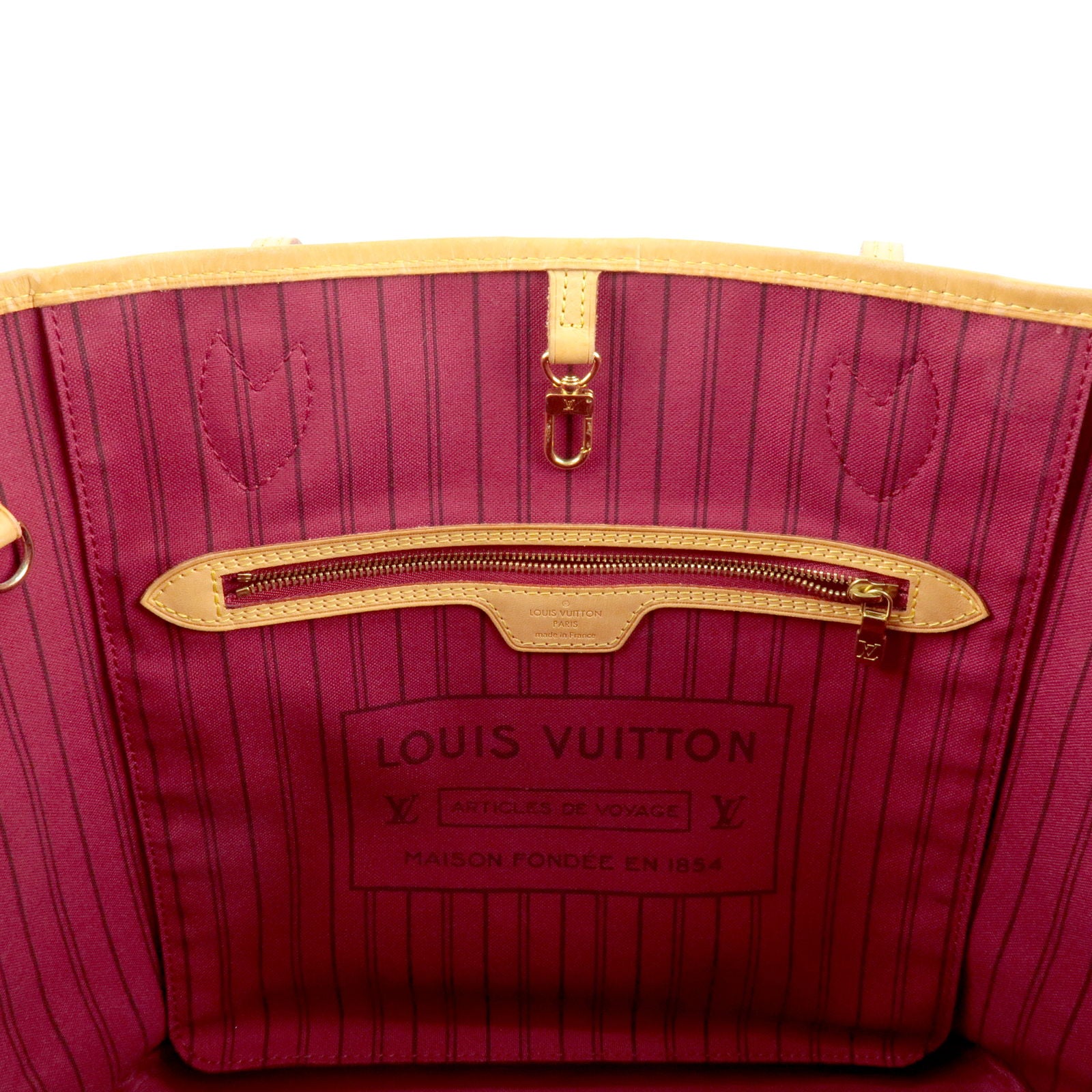 Auth Louis Vuitton Monogram Neverfull MM Tote Bag Fuchsia M40996