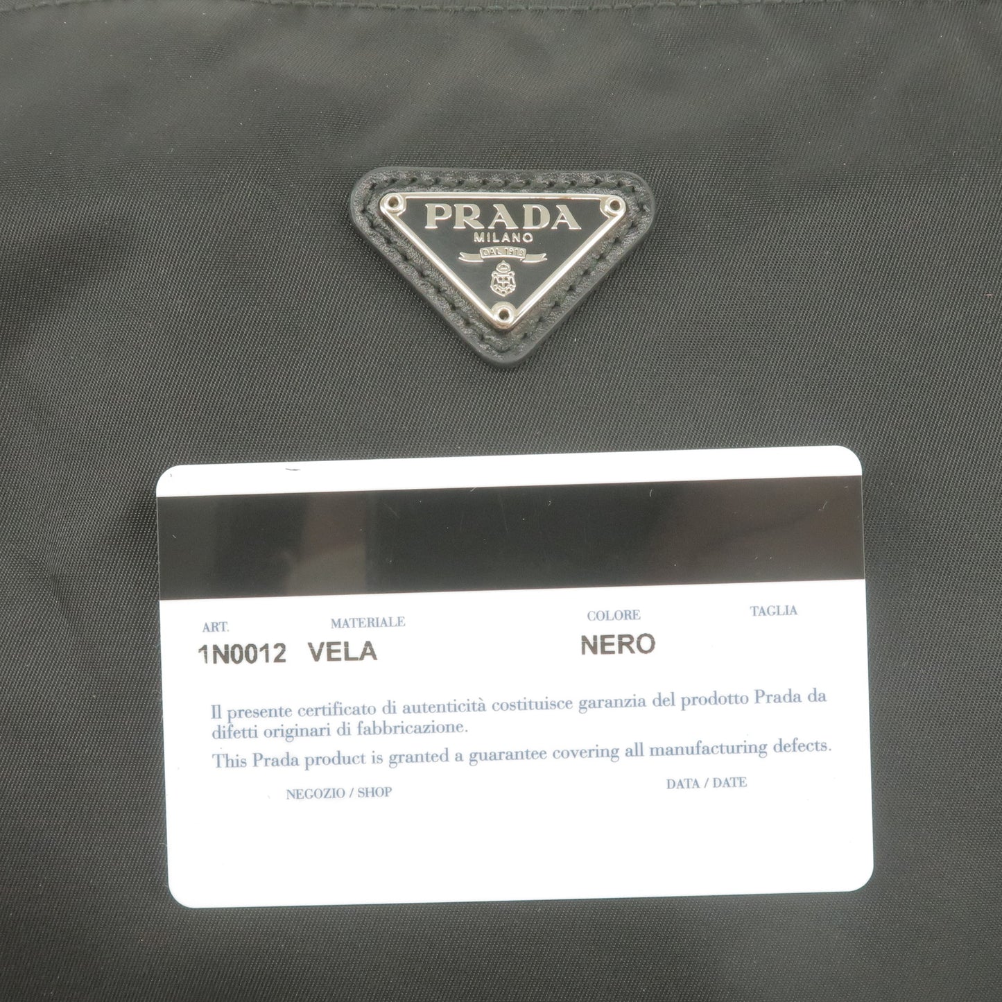 PRADA Nylon Leather Cosmetic Pouch Clutch Bag Black 1N0012