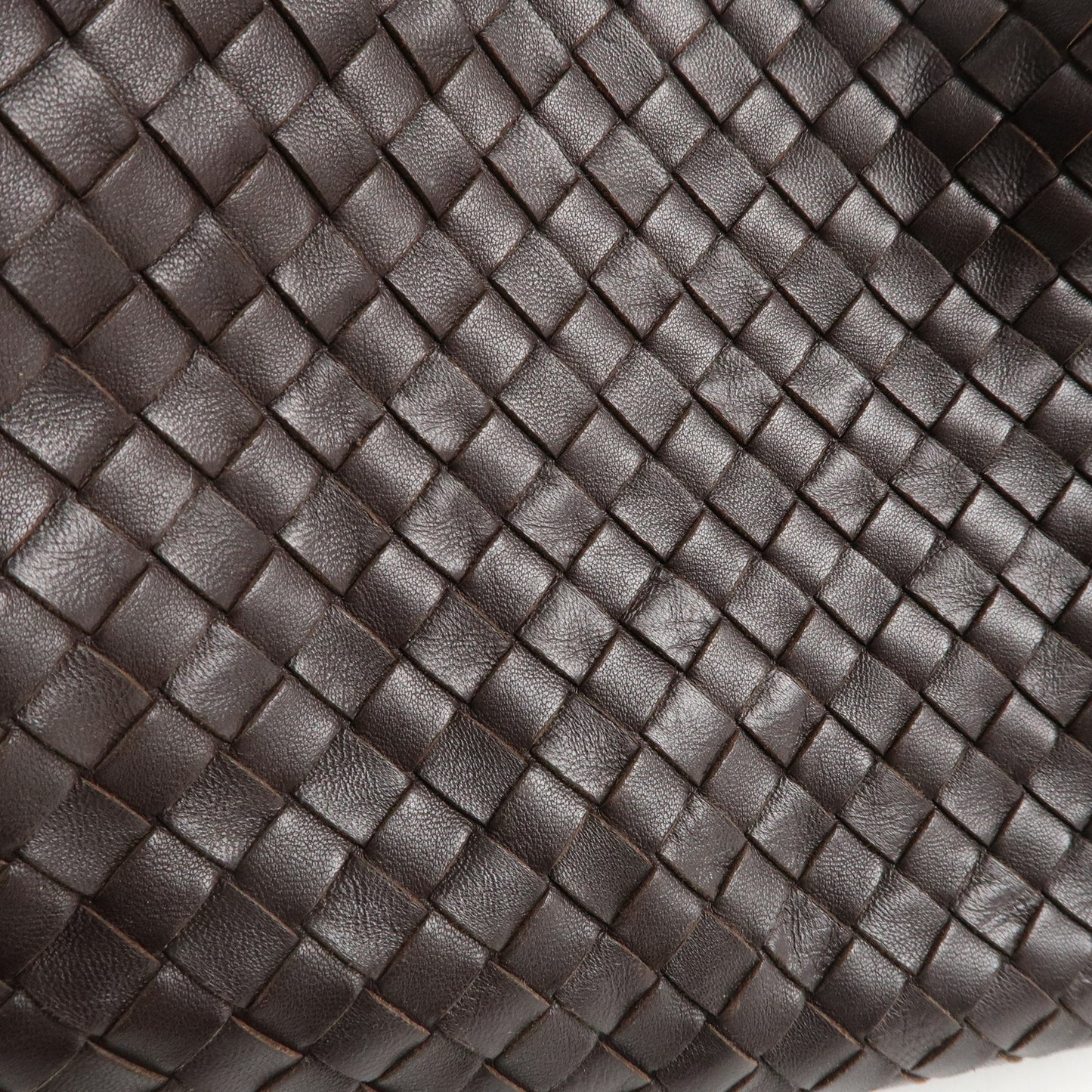 BOTTEGA VENETA Intrecciato Leather Shoulder Bag Dark Brown 125787