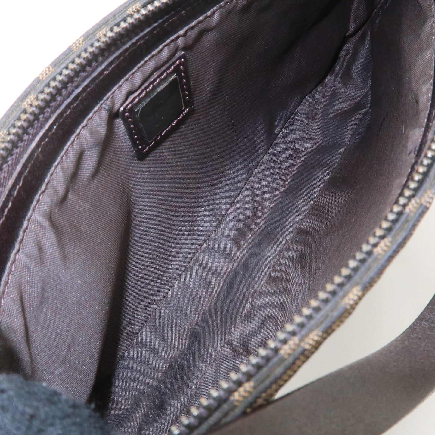 FENDI Zucca Canvas Leather Shoulder Bag Brown Black 8BR042