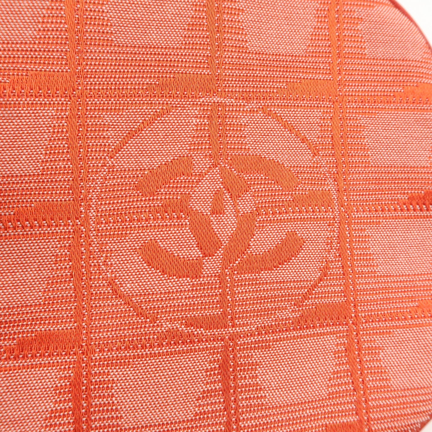 CHANEL New Travel Line Nylon Jacquard Leather Pouch Orange A17682