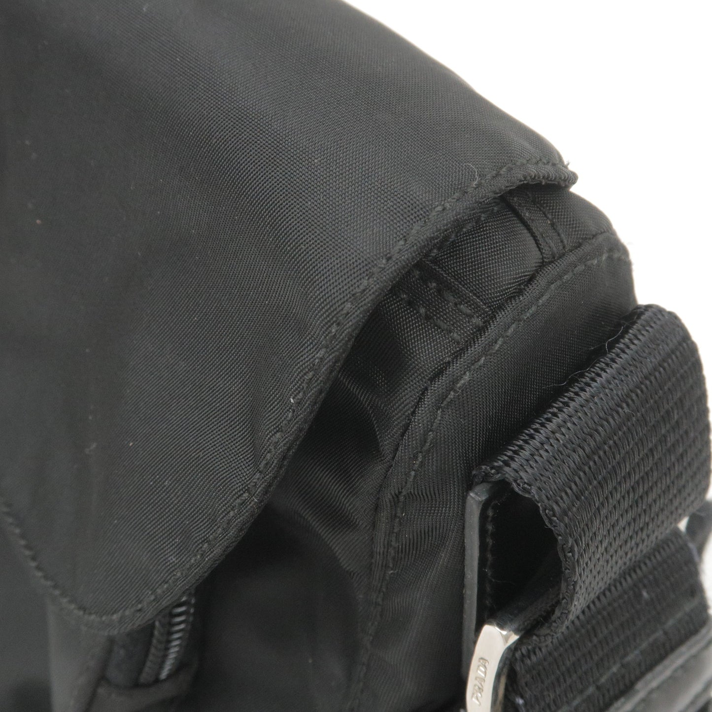 PRADA Logo Nylon Leather Shoulder Bag NERO Black BT0501
