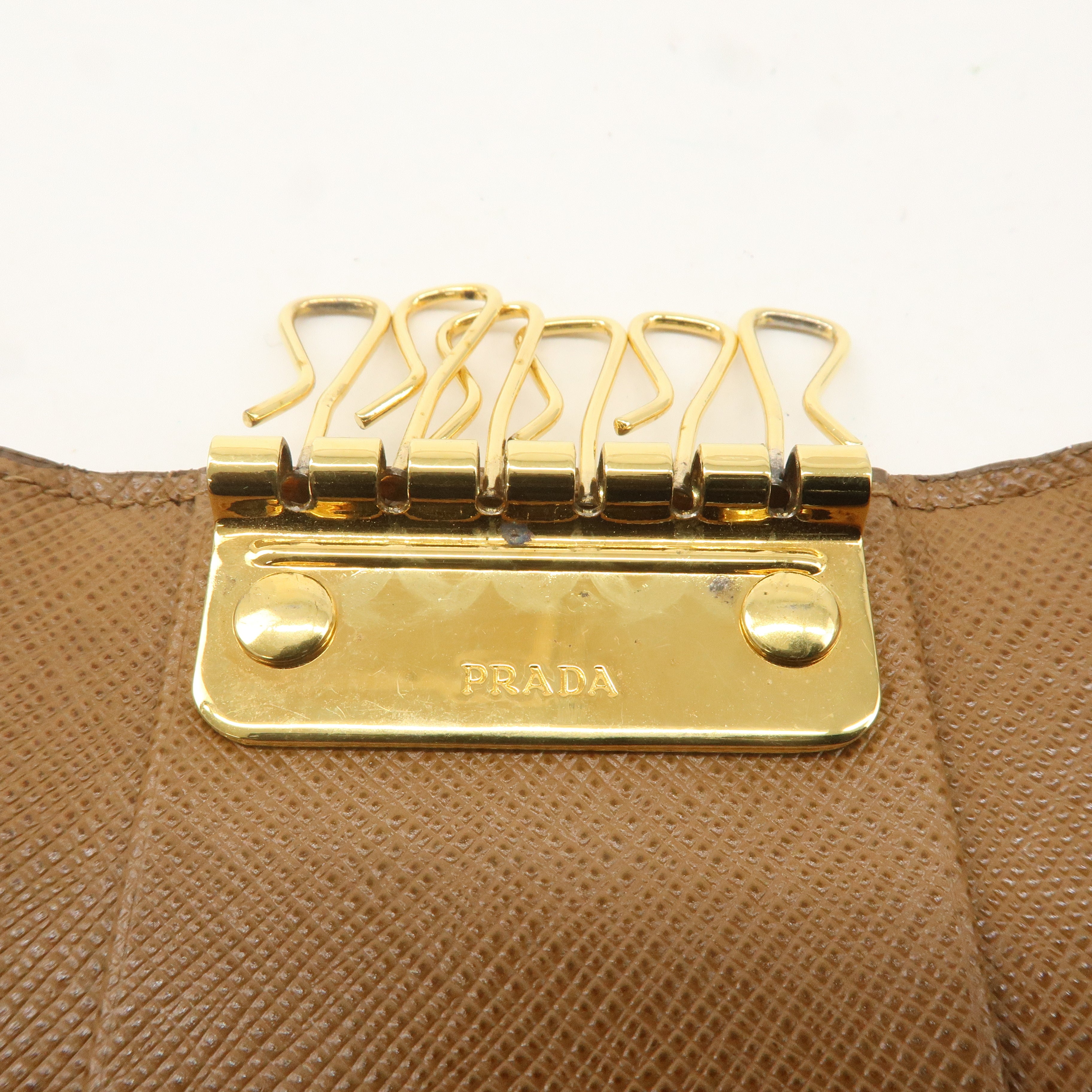 PRADA Leather 6 Key Case Key Holder Brown 1PG222