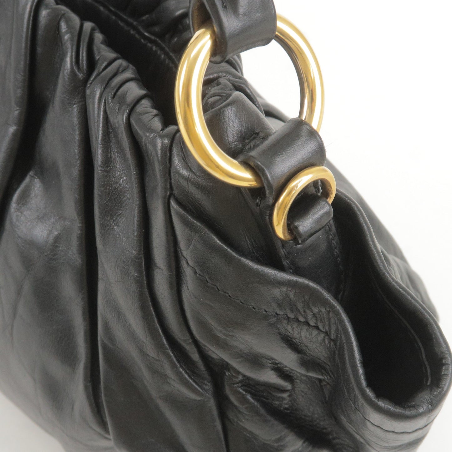 PRADA Logo Leather Shoulder Bag With Tassel Black