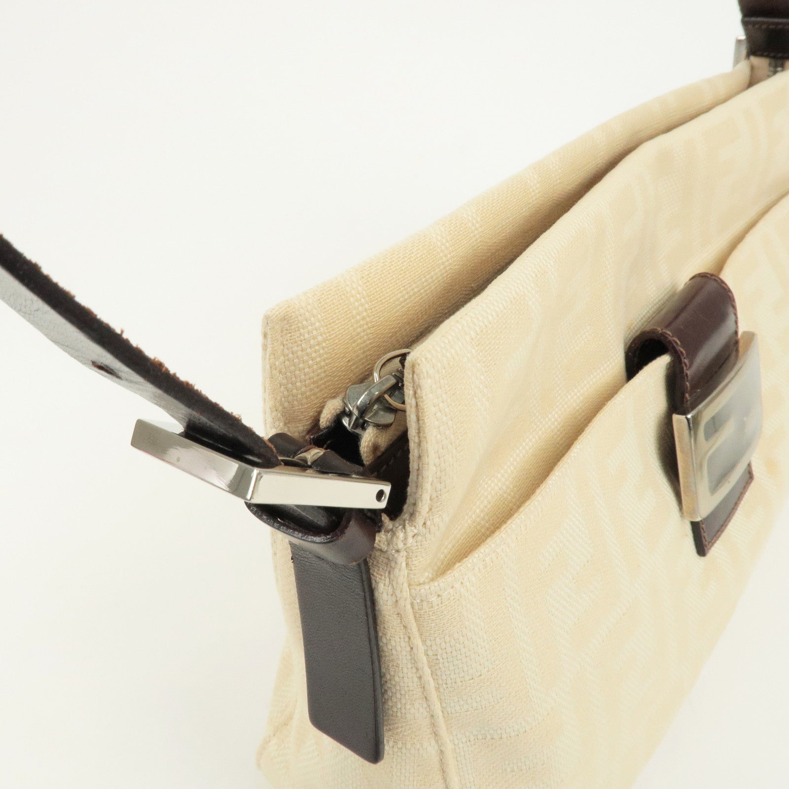 Fendi Blue/Brown Zucchino Canvas and Leather F Charm Messenger Bag Fendi