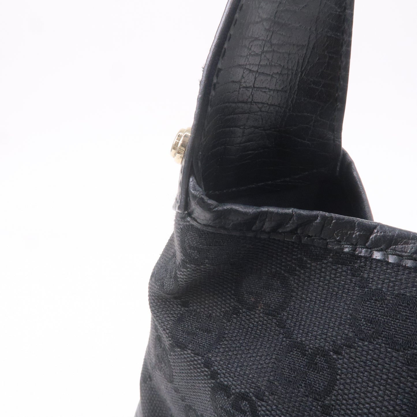 GUCCI Sherry GG Canvas Leather Shoulder Bag Black 130779