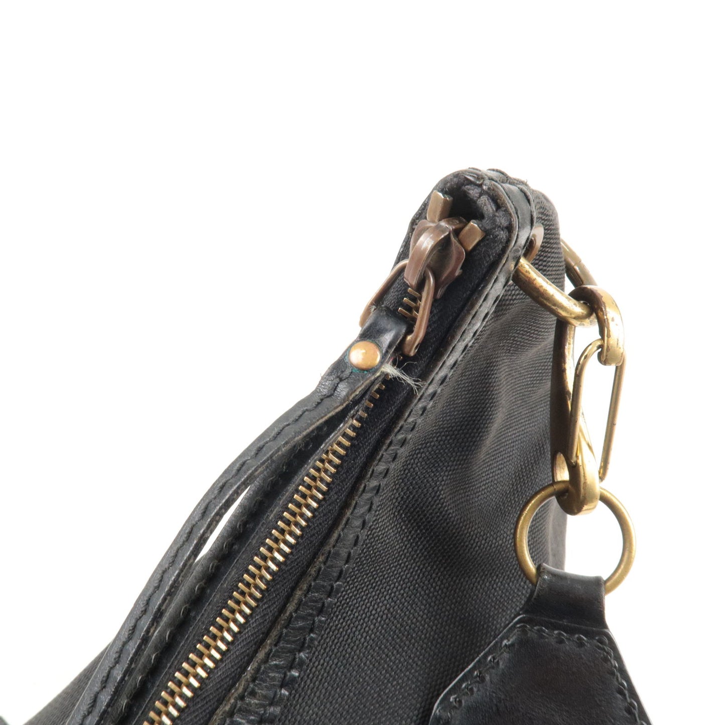 GUCCI Hobo Canvas Leather Bag Shoulder Bag Black 106663