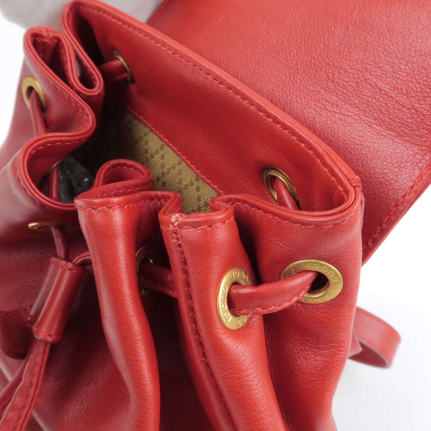 GUCCI Bamboo Leather Back Pack Ruck Sack Red 003.3444.0030