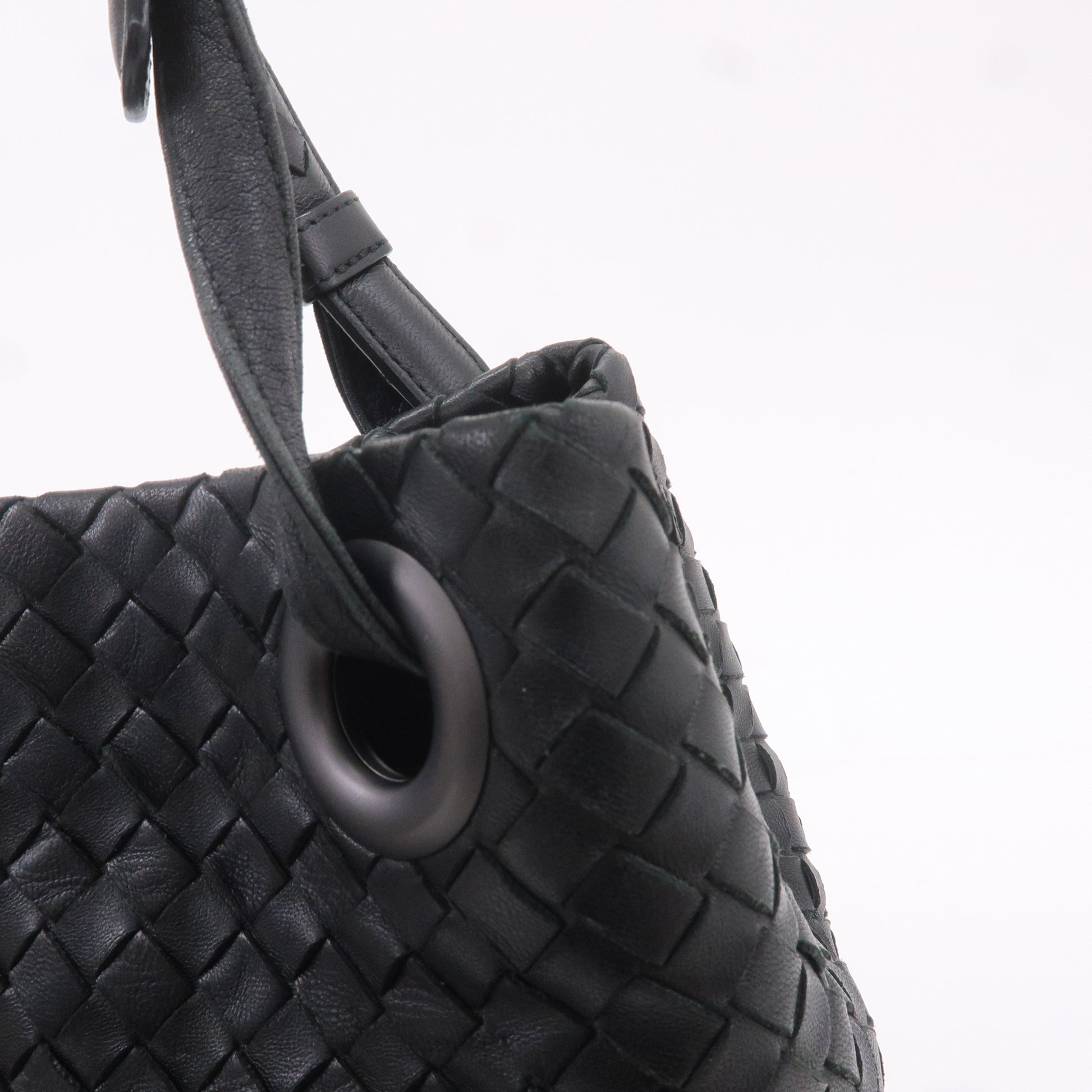 Bottega Veneta Handbag Intrecciato Leather Black Pochette 2way Tote  w/storagebag