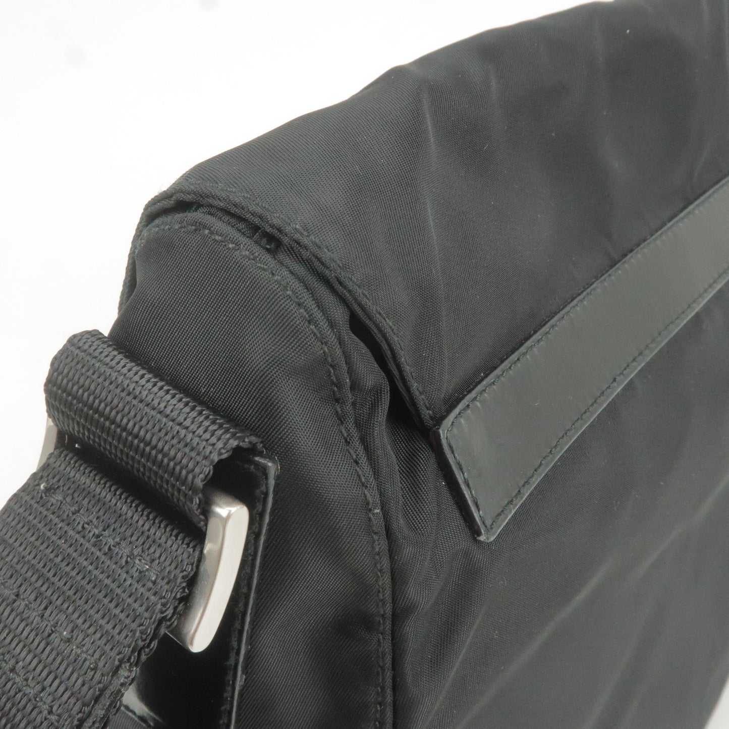 PRADA Logo Nylon Leather Shoulder Bag Purse Bag NERO Black