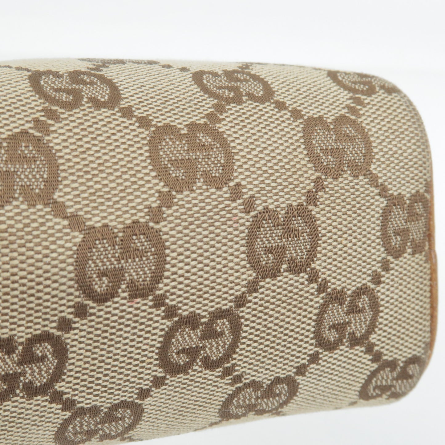 GUCCI GG Canvas Leather Pouch Mini Cosmetic Bag Brown 120978