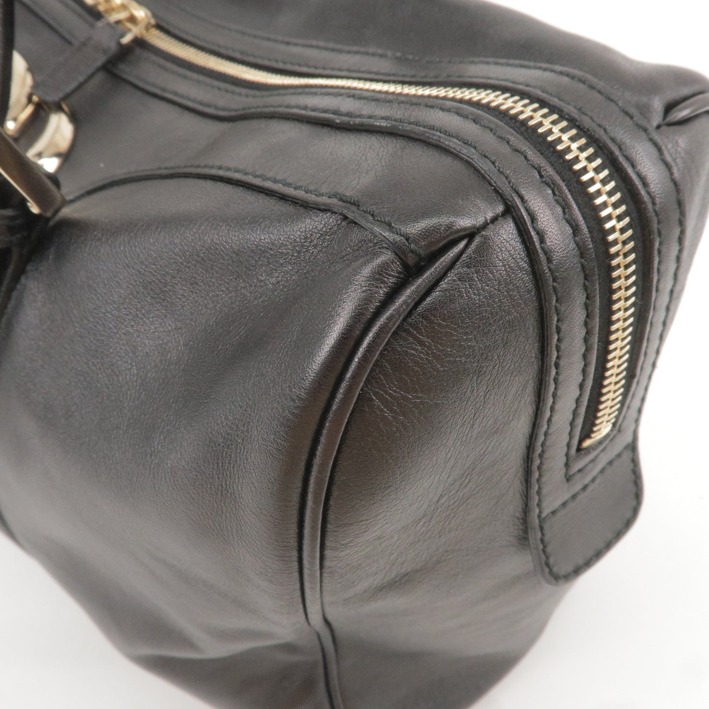 GUCCI Interlocking G Leather Boston Bag Black 170010