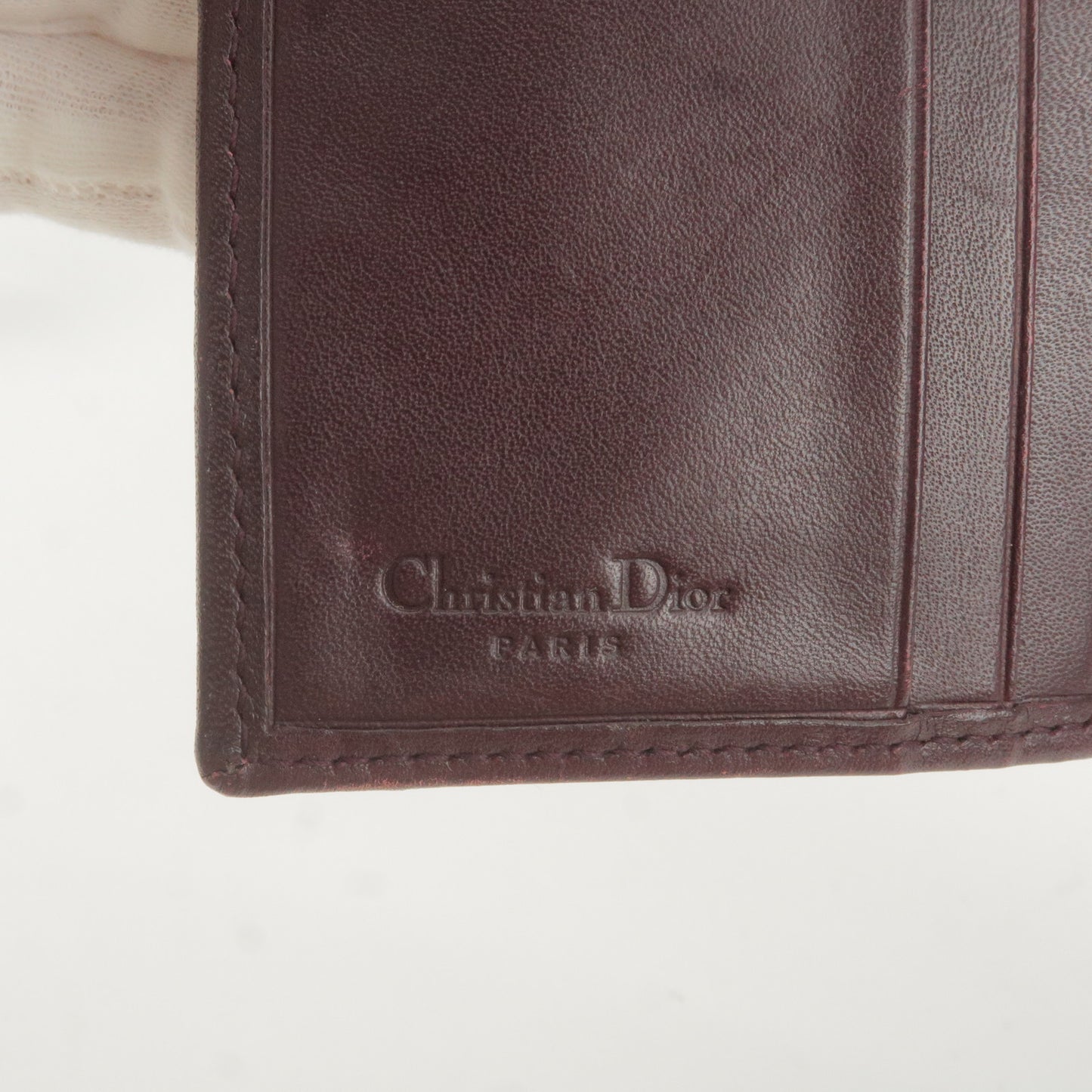 Christian Dior Trotter Canvas Leather Tri-Fold Wallet Red
