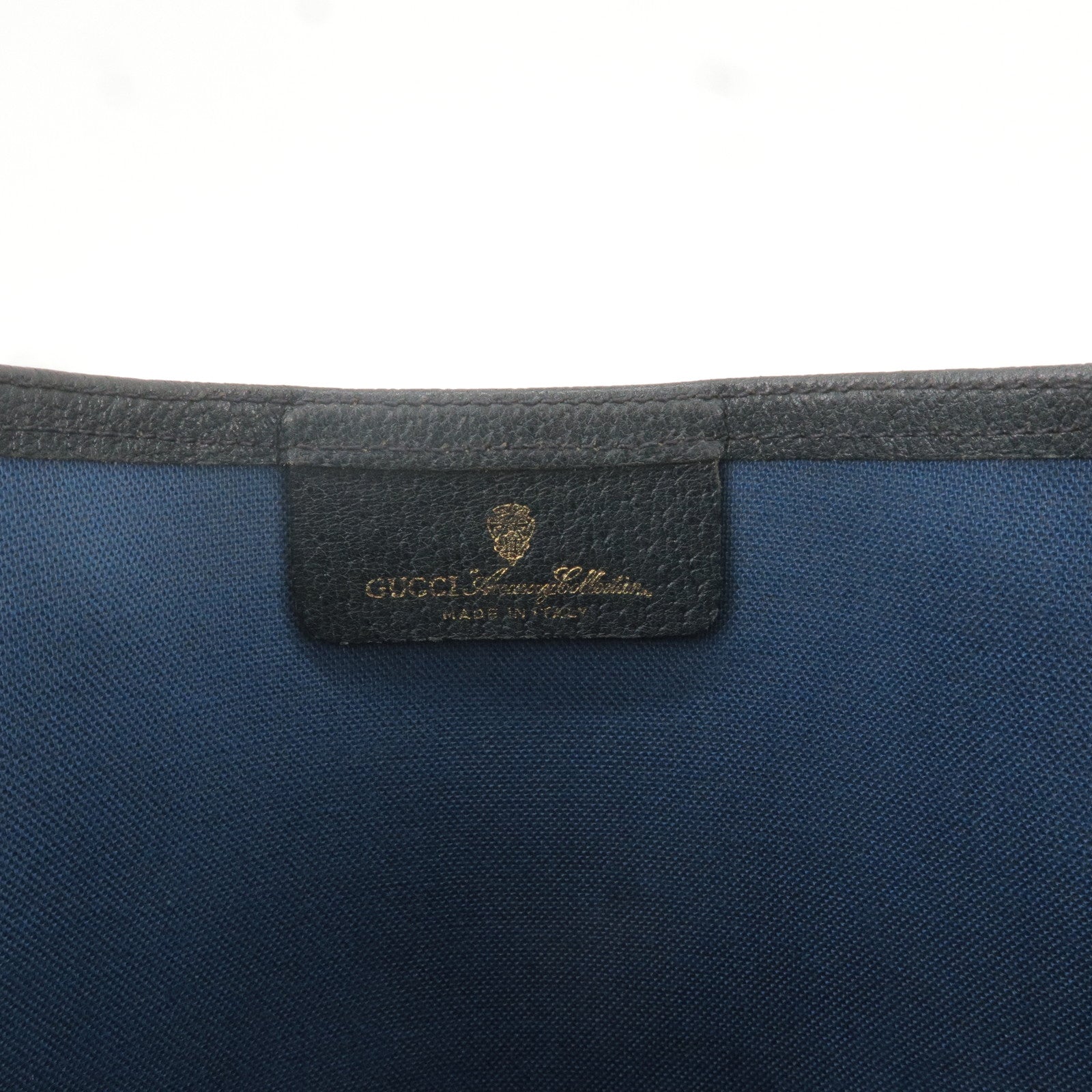 GUCCI Vintage Navy Blue Leather Sherry Line Bucket Bag /Shoulder Bag