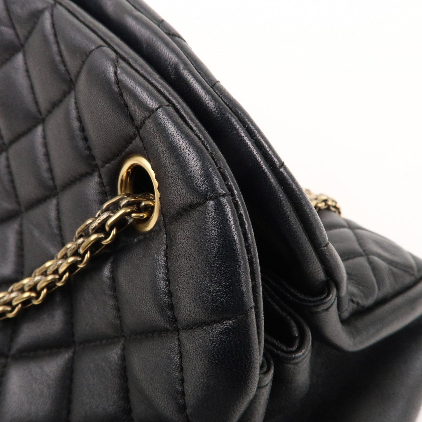 CHANEL Matelasse Mademoiselle Lamb Skin Chain Bag Black A50556